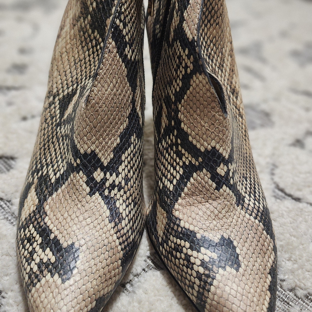 Vince Camuto Beige and Black Snakeskin Ankle Booties - Picture 11 of 11